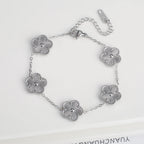 White Black Red Green Shell Five Leaf Flower Stainless Steel Ladies Bracelet Simple for Woman Party Birthday Jewelry Gift Clover