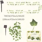 50/100LED Green Fairy Lights with Solar-Powered Artificial Ivy Leaves Featuring 8 Modes for Garden Wedding Christmas Decoration