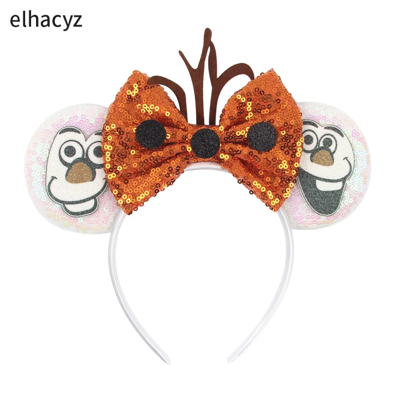 Mickey Cartoon Olaf Headbands for Kids Cute Snowman Ears Hair Accessories Women Elsa Frozen Hairband Girls Cosplay Headwear Gift