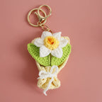 Crochet Flower Bouquet Keychain Handmade Floral Bag Charm