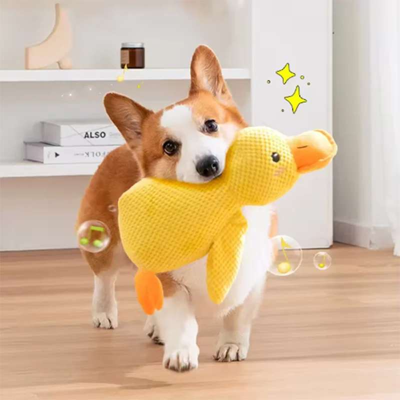 Cute Plush Duck Dog Toy Soft Comfort Cuddle Interactive Pet Toy
