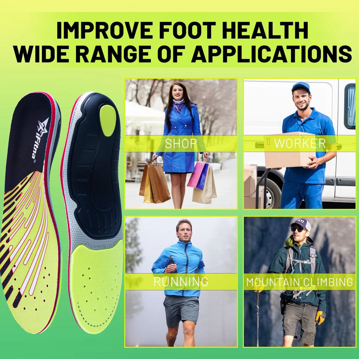 Plantar Fasciitis Relief Orthopedic Insole Flat Foot High Arch Support Men Women Work Orthotic Insert Sport Shoe Sneaker Sole