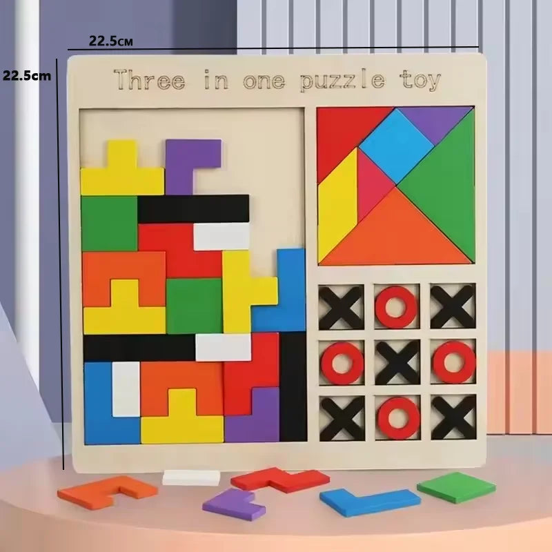 Wooden Tangram Russian Blocks Puzzle for STEM Learning and Creative Play