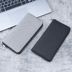 Men Canvas Long Wallet Large Capacity Multiple Card Slots Zipper Purse Business Handbag Card Holder Coin Bag