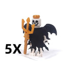 5PCS MOC Halloween Skeleton Army Mini Doll Ghost Building Block DIY Assembly Character Doll Horse Ornaments Figure Gift for Kids