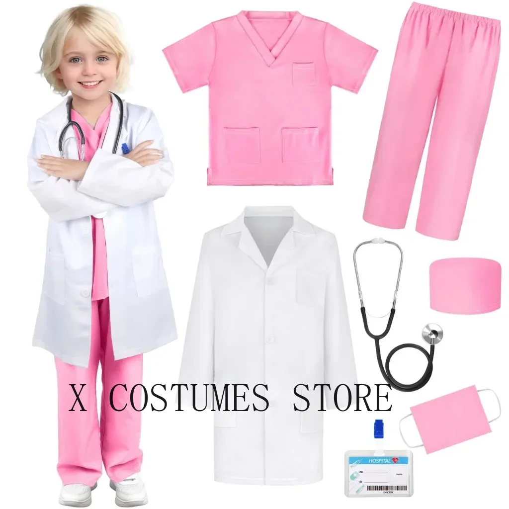 Kids Doctor Nurse Cosplay Costume – Surgical Uniform Role Play Outfit