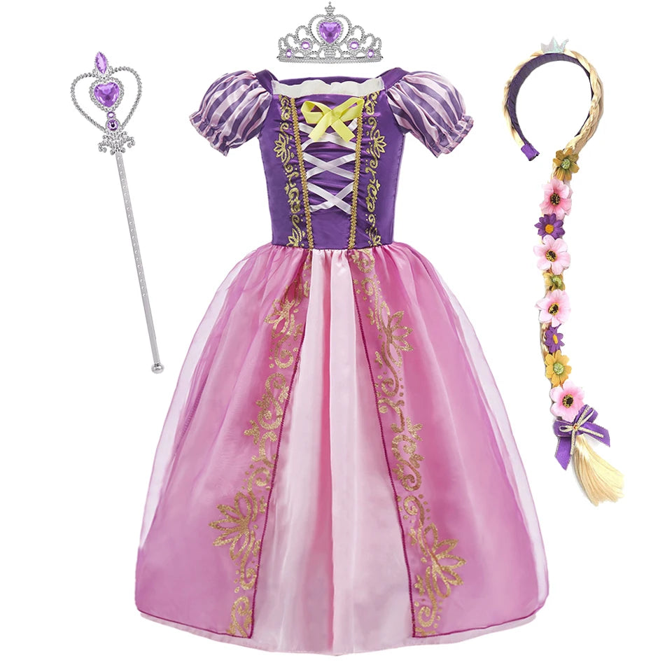 Girls Rapunzel Princess Costume Dress – Tangled Cosplay Outfit