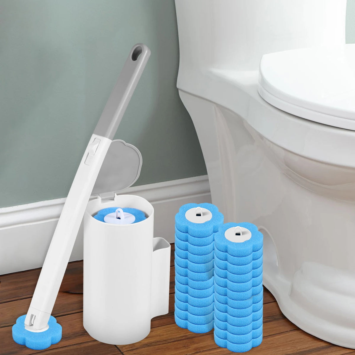 18/36Pcs Disposable Toilet Brush Wall Mounted Toilet Brush with Replacement Head Cleaning Set Home Bathroom WC Accessories