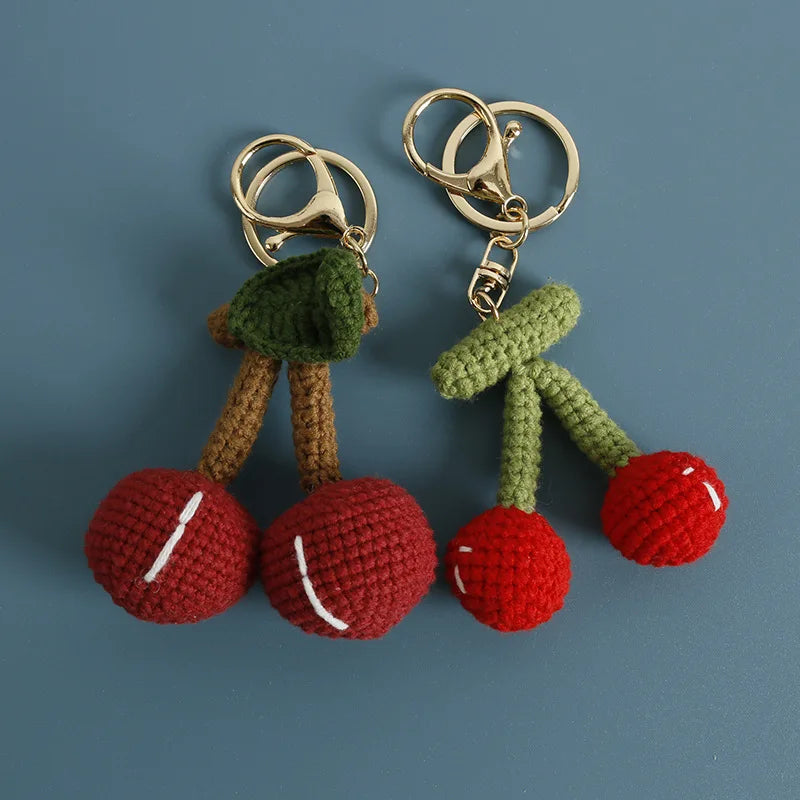 Cute Fruit Crochet Keychain Strawberry Cherry Bag Charm