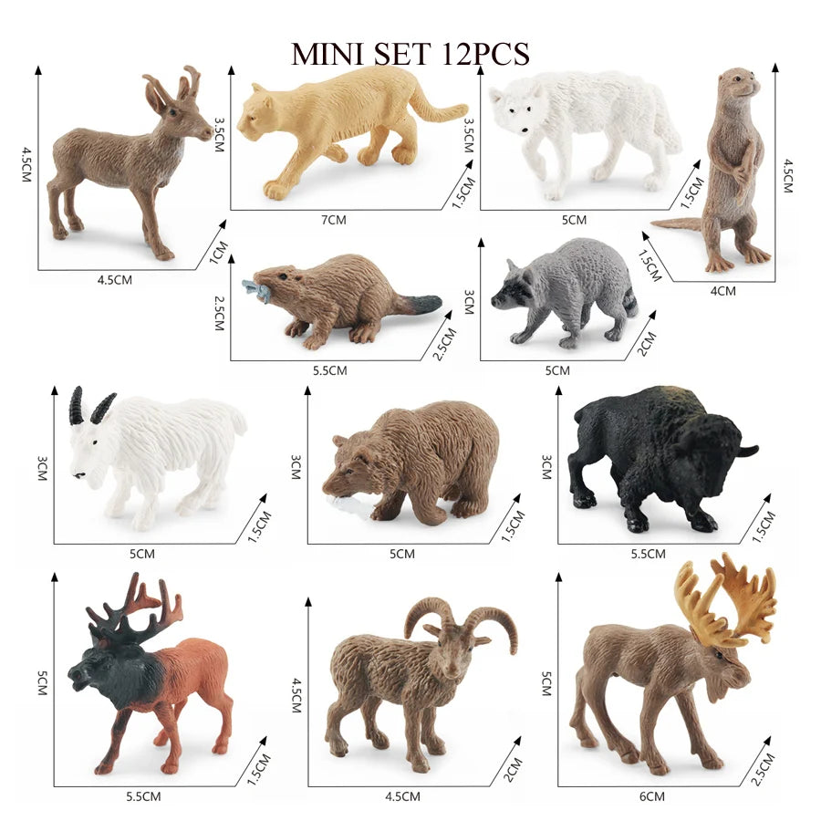 Mini Farm & Wildlife Animal Figurine Set