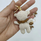 Cute Bear Couple Crochet Keychain Set Mini Animal Doll Charm