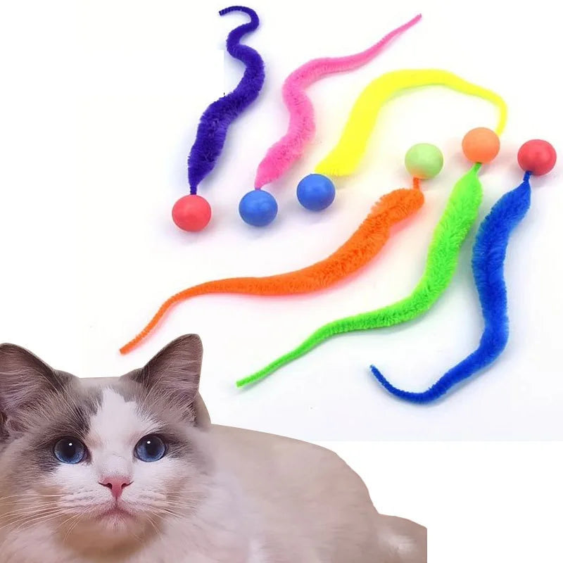 Bouncing Worm Cat Ball Toy for Interactive Indoor Chasing Play