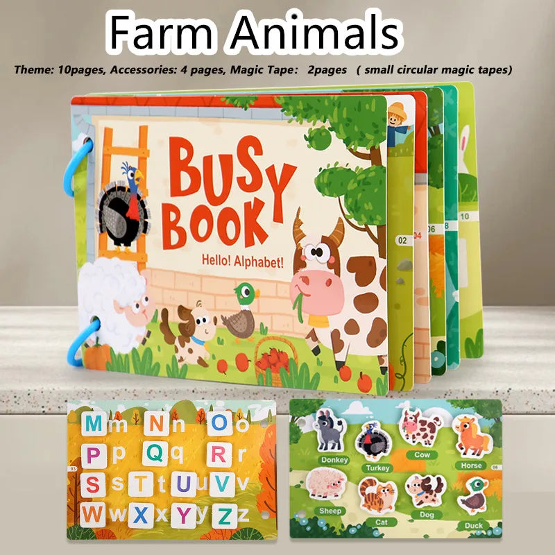 Montessori Busy Book for Kids Interactive Learning Activity Book