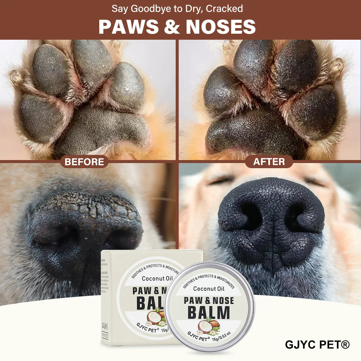 Coconut Scent Dog Nose And Paw Balm | Natural Pet Paw Cream For Cats Dogs | Paw Protector Moisturizer Cracked Feet Repair
