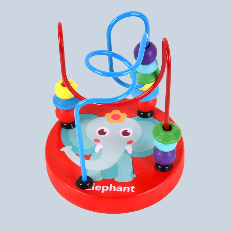 Colorful Wooden Bead Maze Roller Coaster Educational Toy for Toddlers