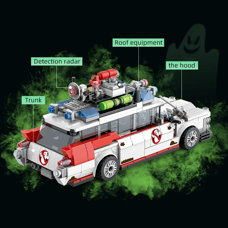 Mini Ghost Racing Car Building Blocks 562PCS MOC RetroAmbulance Bricks DIY Assembly Toy Adults Halloween Christmas Birthday Gift
