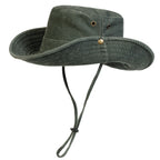 Men's Washed Wide Brim Bucket Hat for Outdoor Sun Protection