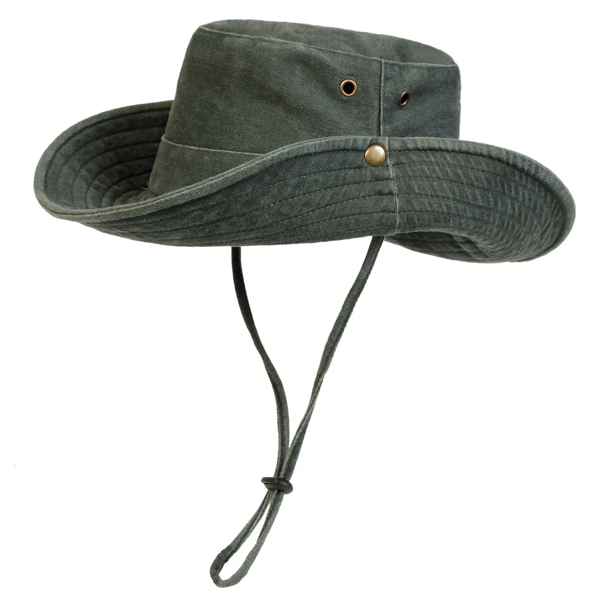 Men's Washed Wide Brim Bucket Hat for Outdoor Sun Protection
