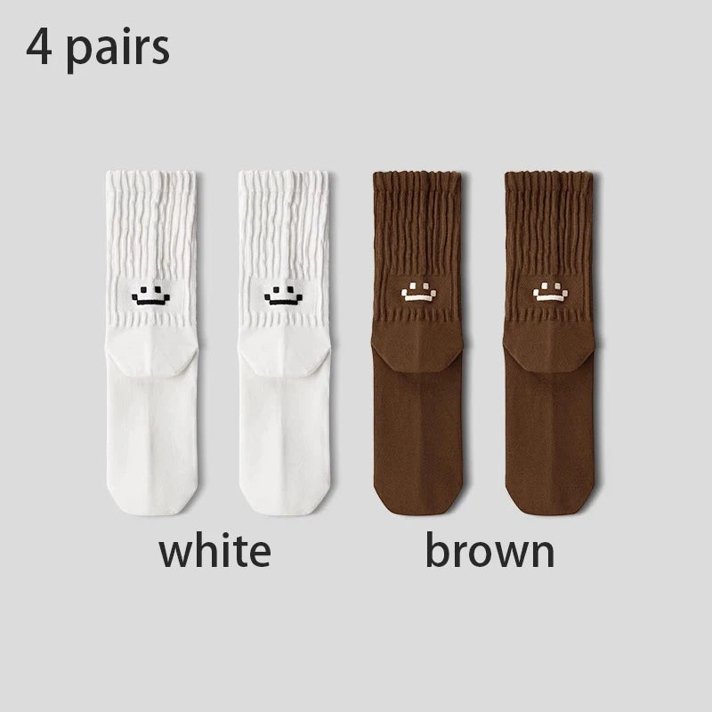 4 Pairs Men's Cotton Work Socks Long Running Breathable Ankle Crew Socks Casual Socks for Men Cycling Socks