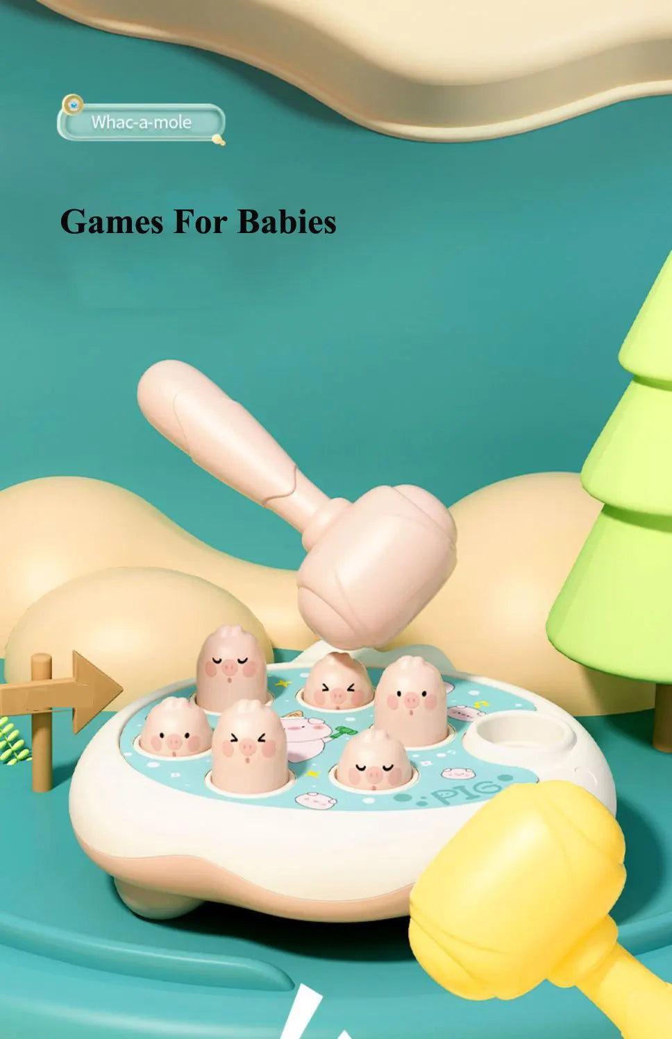 Montessori Duck Frog Pig Hammer Puzzle Toy for Toddlers