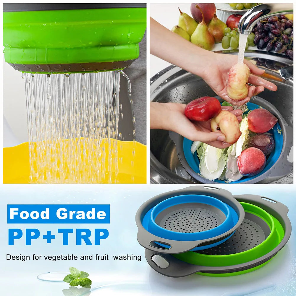 Foldable Silicone Vegetable Washing Basket – Fruit Cleaner & Food Drain Strainer
