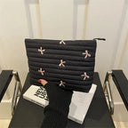 Cute Embroidered Bow Large Capacity Makeup Bag