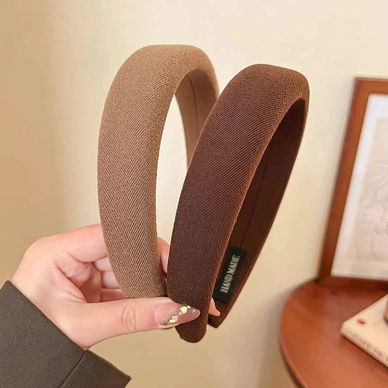 Solid Color Sponge Wide Headband for Women