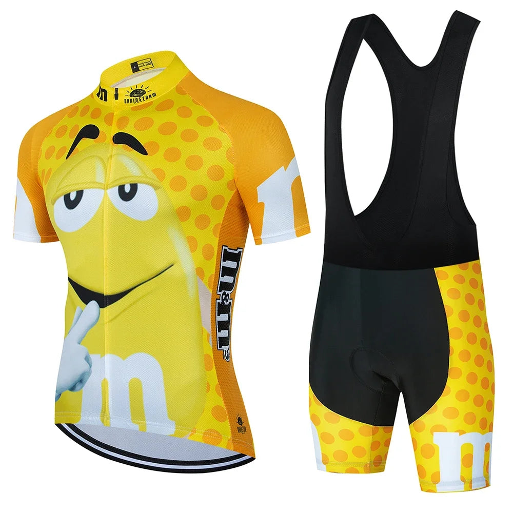 2024 Cartoon Cycling Clothing Men Short Sleeve MTB Ropa Ciclismo Breathable Summer Sportswear Outdoor Bicycle Clothes Bib Shorts
