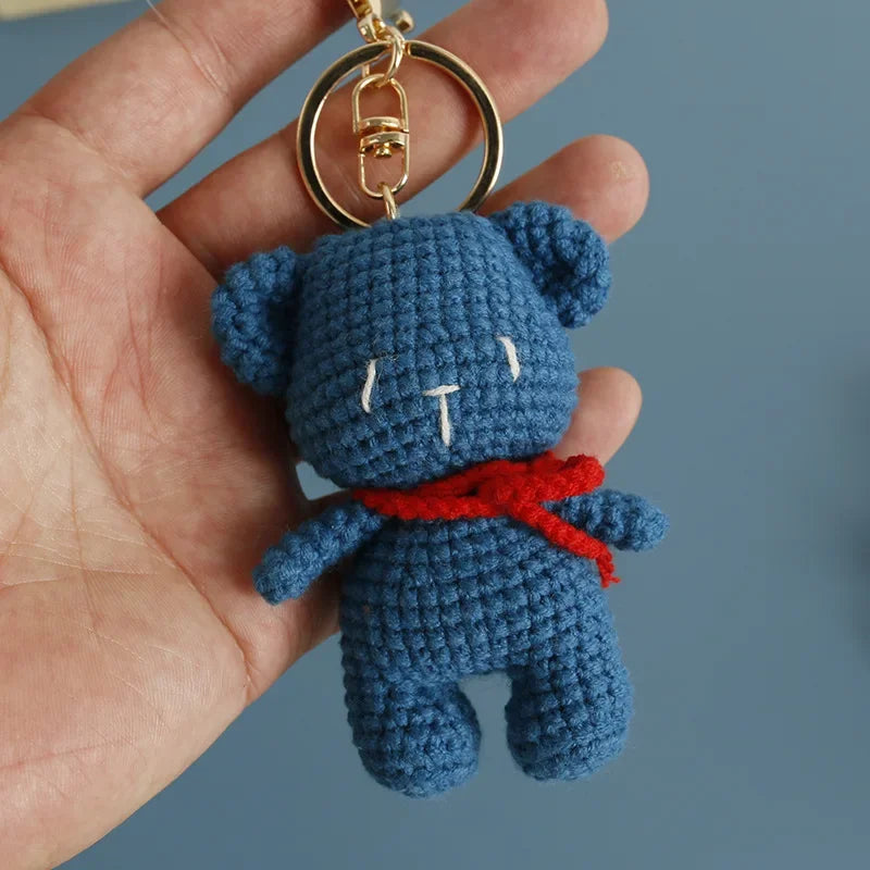 Cute Couple Bear Crochet Keychain Animal Bag Charm