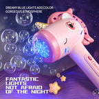 Unicorn Bubble Blower Automatic Bubble Machine Fantasy LED Lights Outdoor Bubble Toy for 3 year+ old Included Bubble Solution