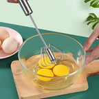 Stainless Steel Semi Automatic Egg Beater – Manual Push Whisk Mixer