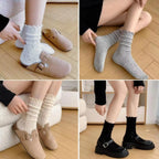 6 Pairs/lot Women's Mid-Tube Socks Hollow-Out Mesh with Flounce Trim Breathable Slouch Trendy and Versatile for Instagram Style