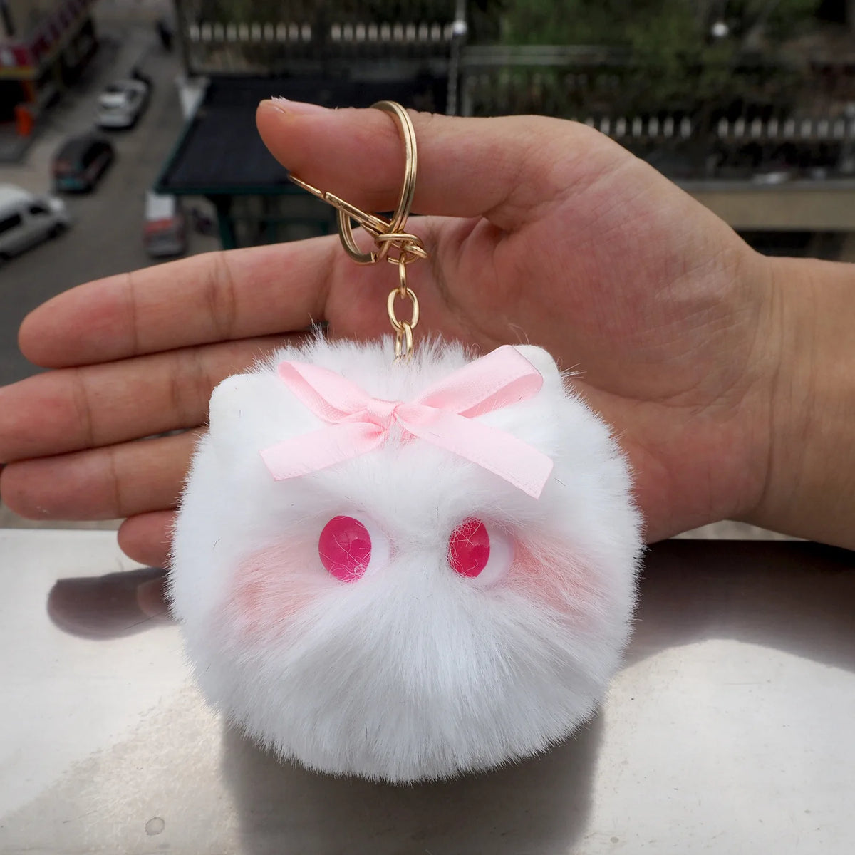 Blush Cat Ball Plush Keychain Cute Cat Bag Charm