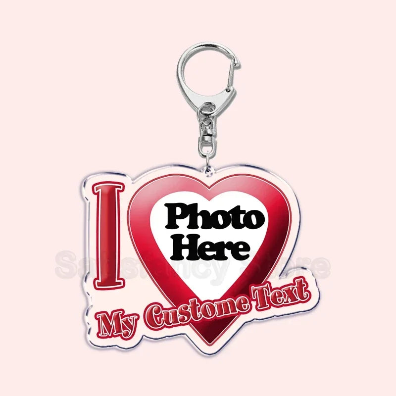 Custom Text I Love My Boyfriend Girlfriend Keychains Key Chain Photo Wife Hot Mom Dad King Queen Idol Baby Family Keychains Gift