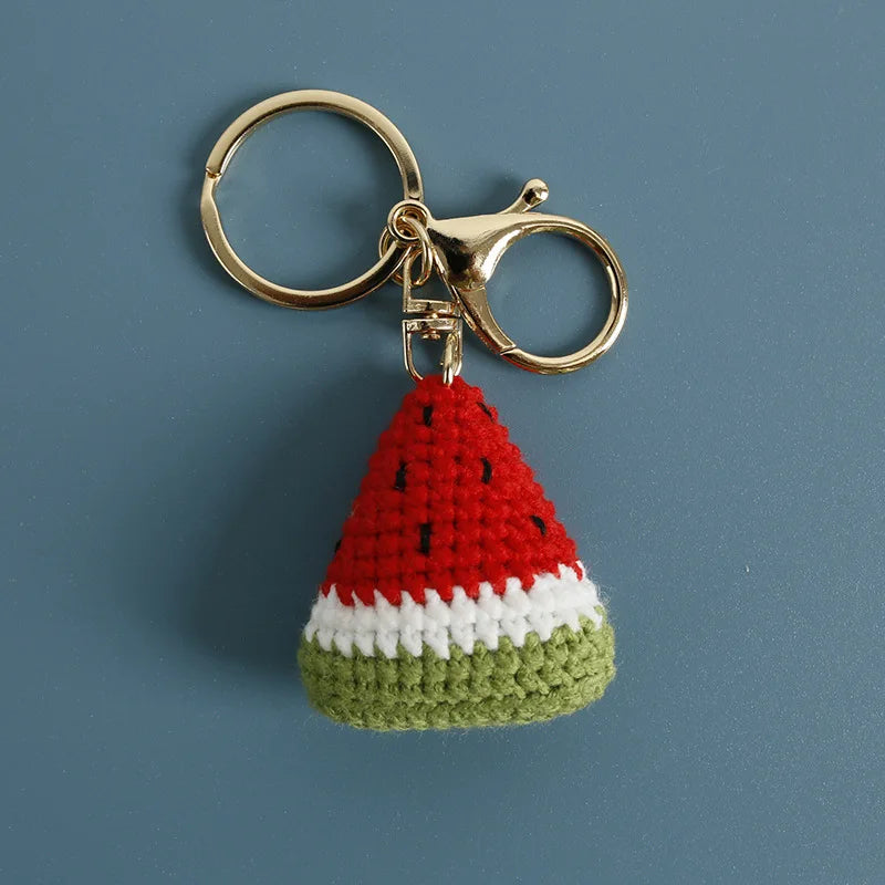 Cute Fruit Crochet Keychain Strawberry Cherry Bag Charm