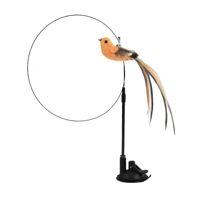 Peacock Bird Cat Teaser Wand for Interactive Hunting and Play