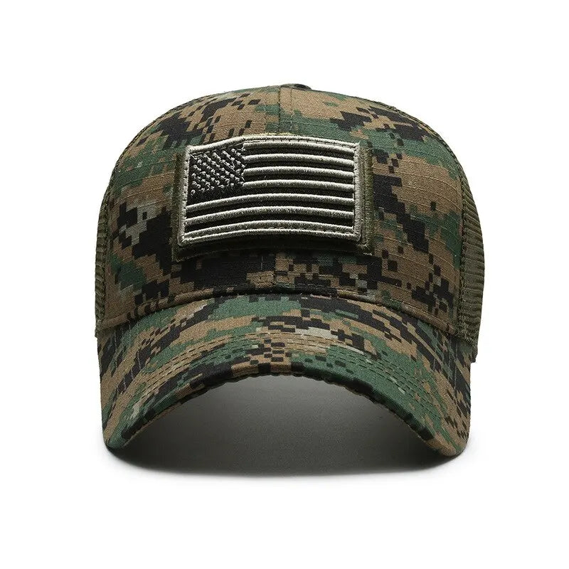 American Flag Camouflage Mesh Baseball Cap for Outdoor Adventures