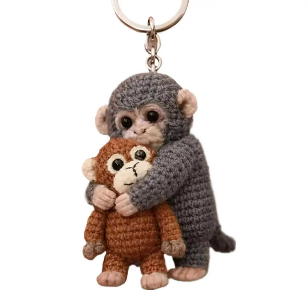 Funny Monkey Crochet Keychain Cute Backpack Charm
