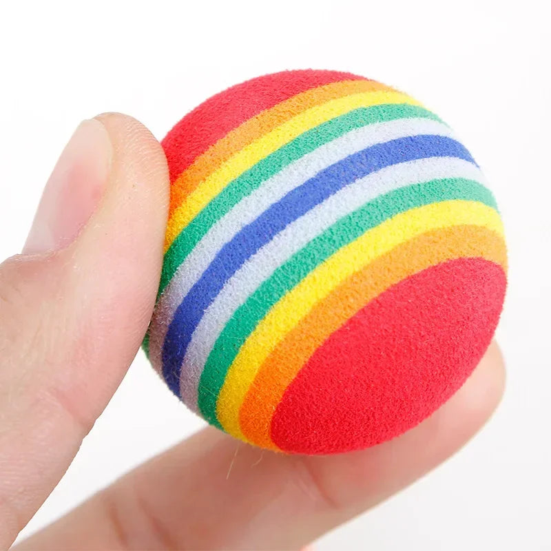 Rainbow EVA Cat Toy Balls for Interactive Chasing and Indoor Play