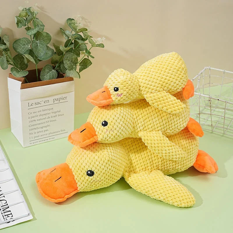 Squeaky Plush Duck Dog Chew Toy Bite Resistant Teeth Grinding Toy Soft Pet Sleeping Companion Stress Relief Puppy Sound Toy