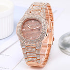 Luxury Full Diamond Men's Stainless Steel Watches Male Sports Quartz Wristwatch with Calendar