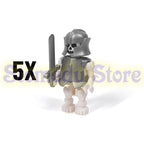 5PCS MOC Halloween Skeleton Army Mini Doll Ghost Building Block DIY Assembly Character Doll Horse Ornaments Figure Gift for Kids