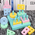 Montessori Wooden Color & Shape Matching Building Blocks