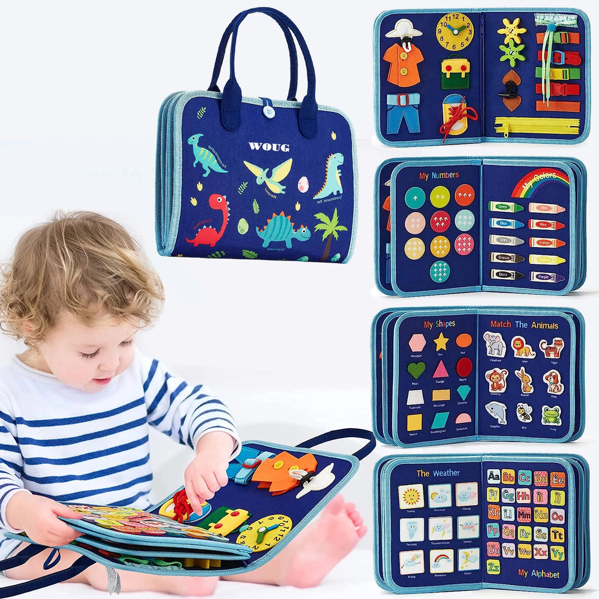 Montessori Toddler Busy Board Activity Book for Fine Motor Skills Learning