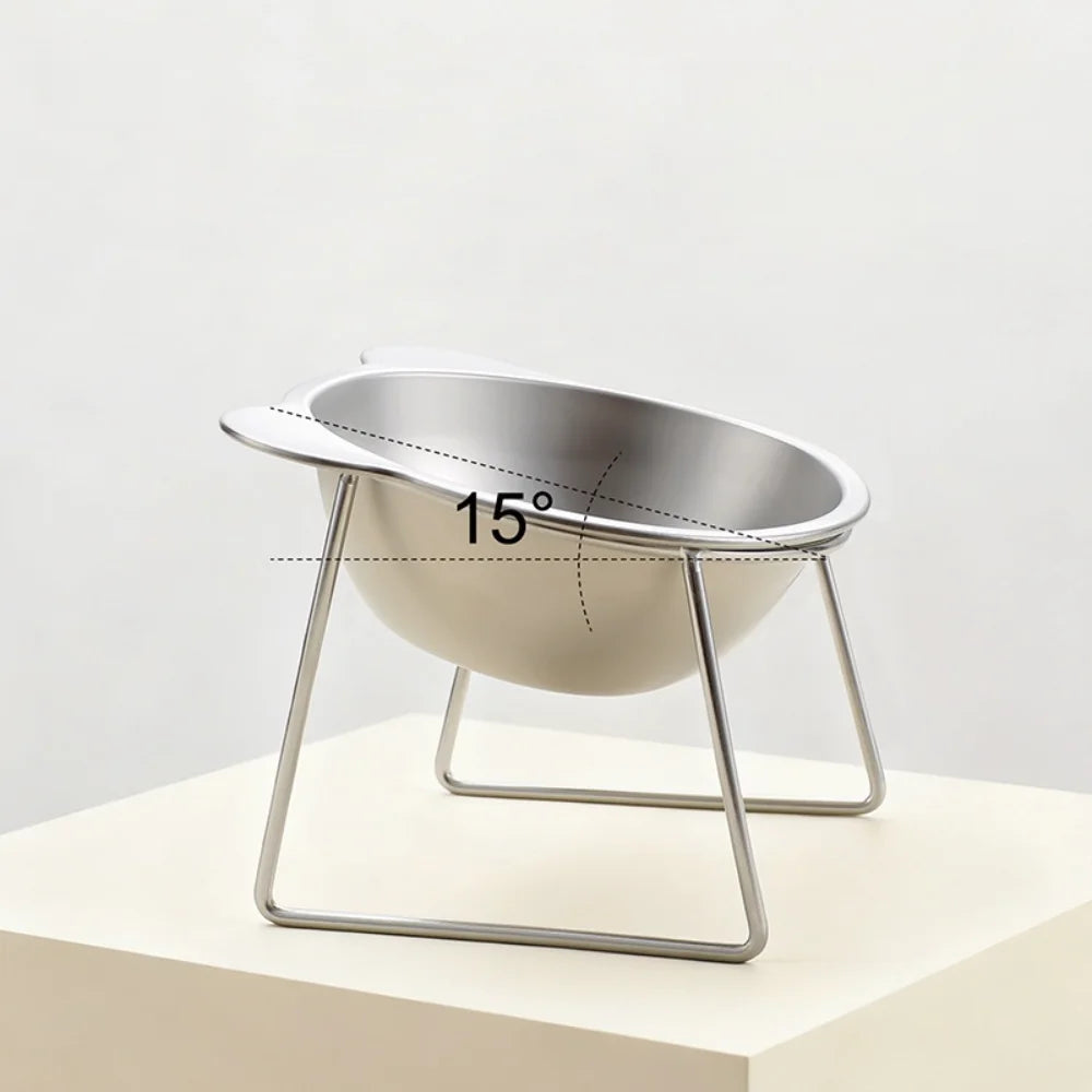 304 Stainless Steel Elevated Pet Bowl: Angled Tilted Feeder with Neck Support, Heat-Resistant & Easy-Clean for Crate or Home Use