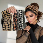 Knitted Houndstooth Headband Set for Women