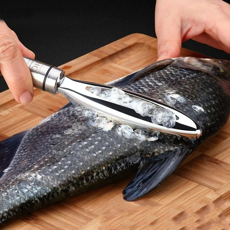 Stainless Steel Fish Scale Remover with Scraper and Bone Tweezers