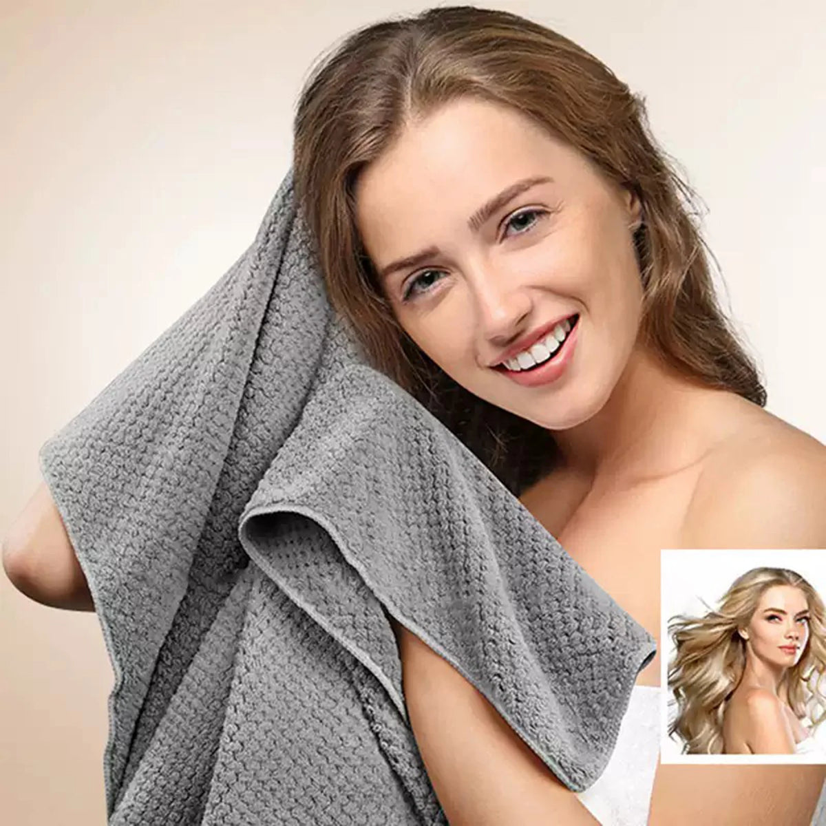 Large Microfiber Hair Towels Ultra Soft Hair Towel Wrap with Elastic Loop for Curly Hair Long & Short Hair
