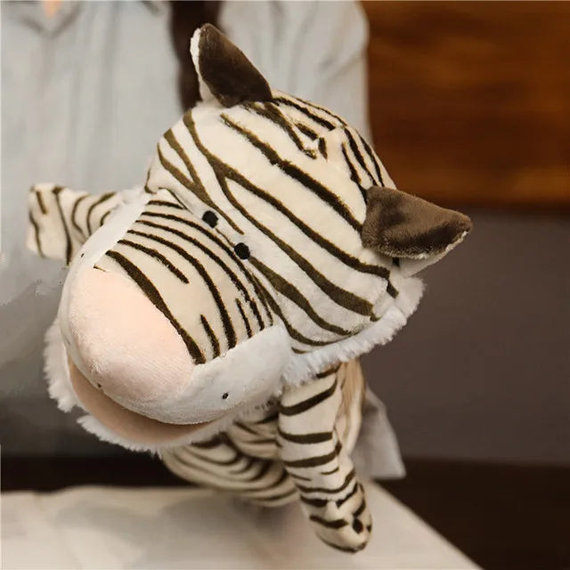 Soft Stuffed Toy Doll Animal Plush Doll Educational Baby Toys Lion Elephant Monkey Giraffe Tiger Bunny Kawaii Hand Finger Puppet