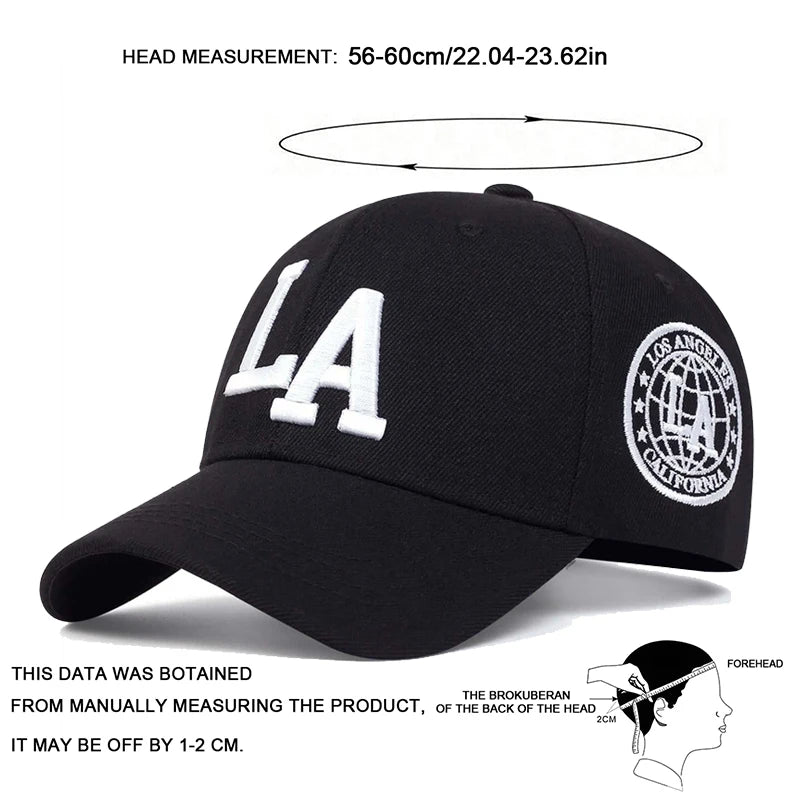 Unisex LA Embroidery Snapback Baseball Cap for Casual Outdoor Style